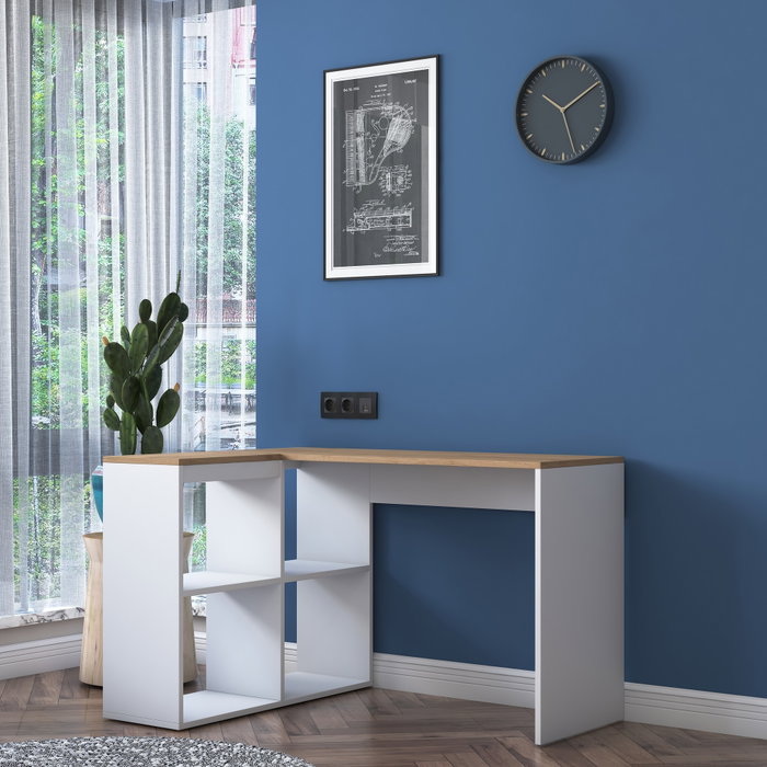Hanah Home HA113 - 2035 Mesa de estudio roble y blanco Hanah Home HA113 - 2035 Mesa de estudio roble y blanco